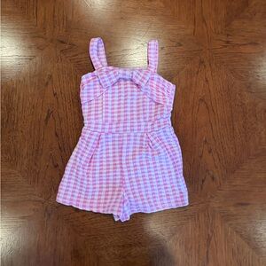 Pink and White Gingham Romper